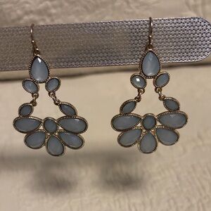 Elegant Gold and Blue Teardrop Earrings‼️